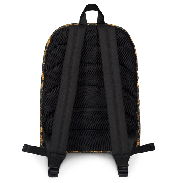Survivor 20 Years 40 Seasons All Over Black and Yellow Tribal Pattern Premium Backpack | Official CBS Entertainment Store