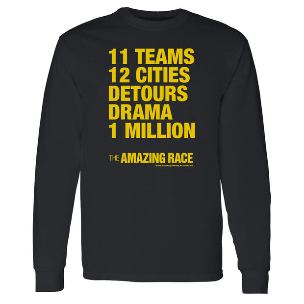 The Amazing Race Yellow Detours Adult Long Sleeve T-Shirt | Official CBS Entertainment Store