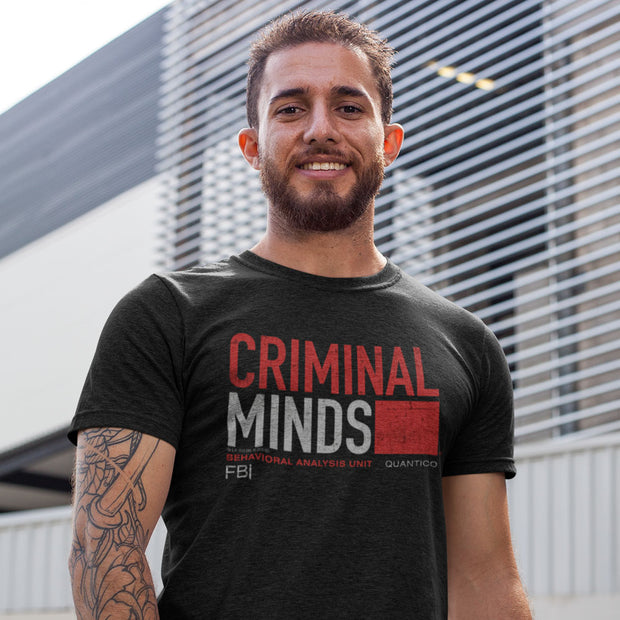 Criminal Minds Distressed BAU Quantico Adult Short Sleeve T-Shirt | Official CBS Entertainment Store