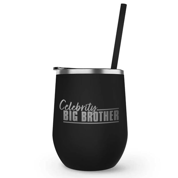 Celebrity Big Brother Logo Laser Engraved Wine Tumbler with Straw