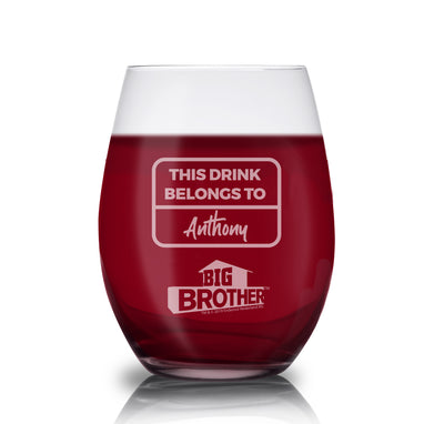 Big Brother Logo Personalized Stemless Wine Glass | Official CBS Entertainment Store