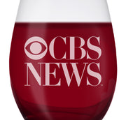 CBS News Vintage Logo Laser Engraved Stemless Wine Glass | Official CBS Entertainment Store