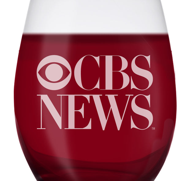 CBS News Vintage Logo Laser Engraved Stemless Wine Glass | Official CBS Entertainment Store