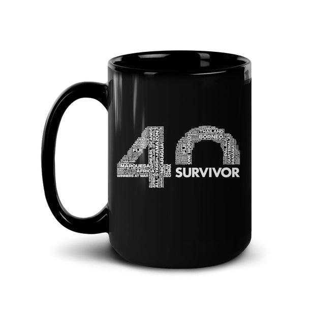 Survivor 40th Season Anniversary Logo Black Mug | Official CBS Entertainment Store