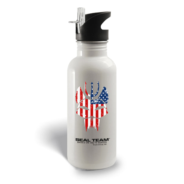 SEAL Team Bravo American Flag 20 oz Screw Top Water Bottle with Straw