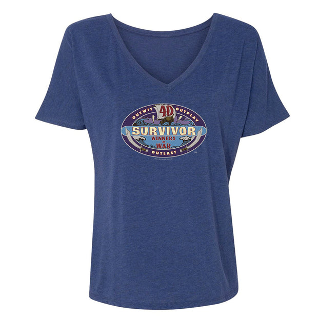 Survivor Season 40 Winners at War Logo Women's Relaxed V-Neck T-Shirt | Official CBS Entertainment Store