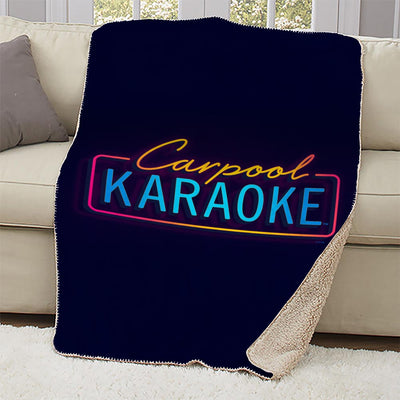Carpool Karaoke Neon Logo Sherpa Blanket