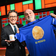 The Late Show with Stephen Colbert Is Potato Charity White Mug | Official CBS Entertainment Store