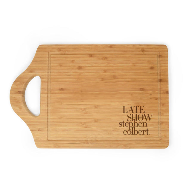 The Late Show with Stephen Colbert Logo Laser Engraved Bamboo Cutting Board | Official CBS Entertainment Store