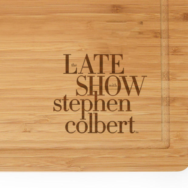 The Late Show with Stephen Colbert Logo Laser Engraved Bamboo Cutting Board | Official CBS Entertainment Store