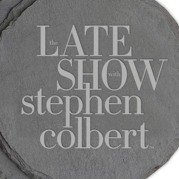The Late Show with Stephen Colbert Logo Laser Engraved Slate Coaster - Set of 4 | Official CBS Entertainment Store