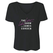 The Late Late Show with James Corden Logo Women's Relaxed V-Neck T-Shirt | Official CBS Entertainment Store