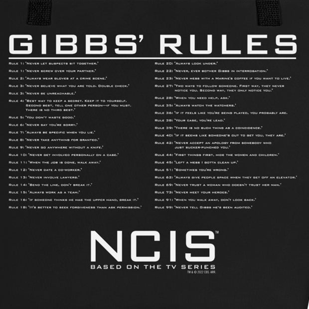 NCIS Gibbs Rules Premium Tote Bag | Official CBS Entertainment Store