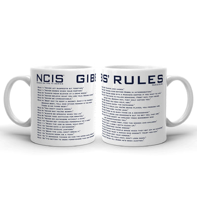 NCIS Gibbs' Rules White Mug | Official CBS Entertainment Store