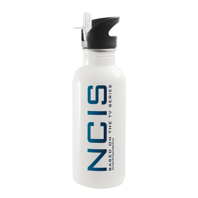 NCIS Vertical Logo 20 oz Screw Top Water Bottle with Straw