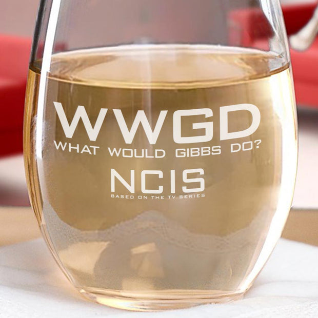 NCIS WWGD Laser Engraved Stemless Wine Glass | Official CBS Entertainment Store