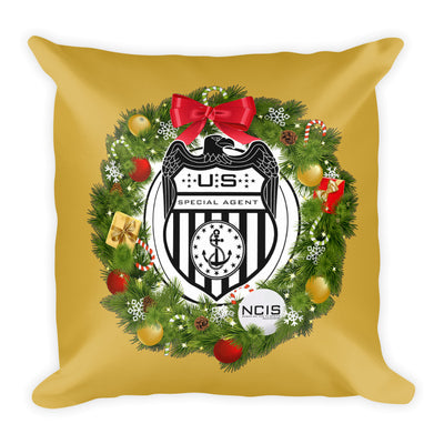 NCIS Special Agent Badge Wreath Throw Pillow - 16" x 16" | Official CBS Entertainment Store