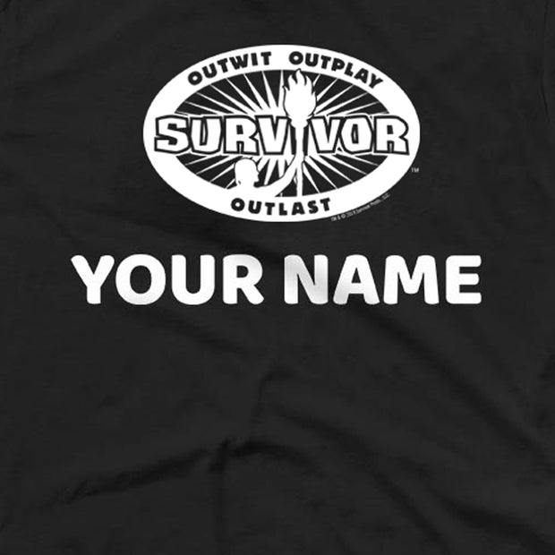 Survivor Outwit, Outplay, Outlast Logo Personalized Black Adult Short Sleeve T-Shirt | Official CBS Entertainment Store