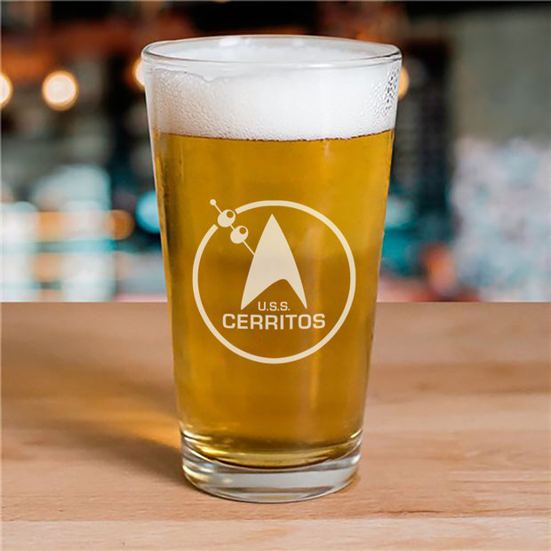 Star Trek: Lower Decks Cerritos Bar Logo Laser Engraved Pint Glass | Official CBS Entertainment Store
