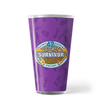 Survivor Season 42 Tribal Lines Purple 17 oz Pint Glass