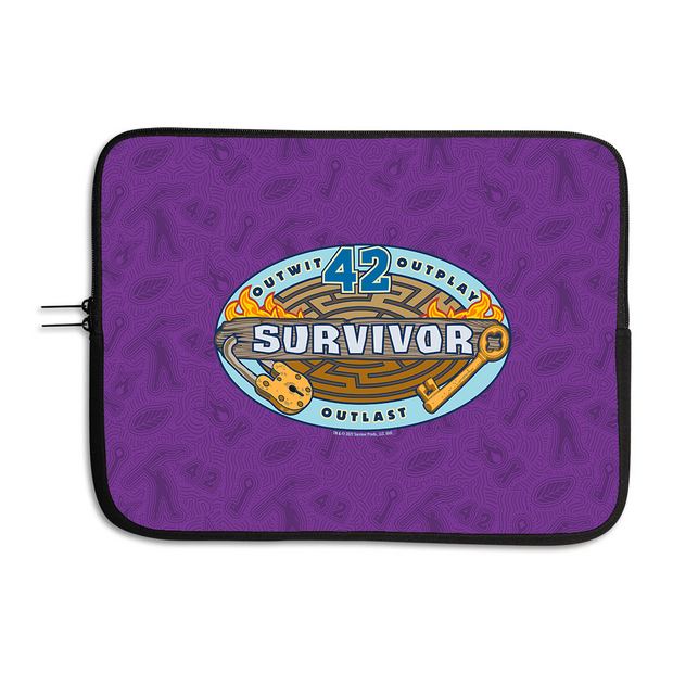 Survivor Season 42 Tribal Lines Purple Neoprene Laptop Sleeve