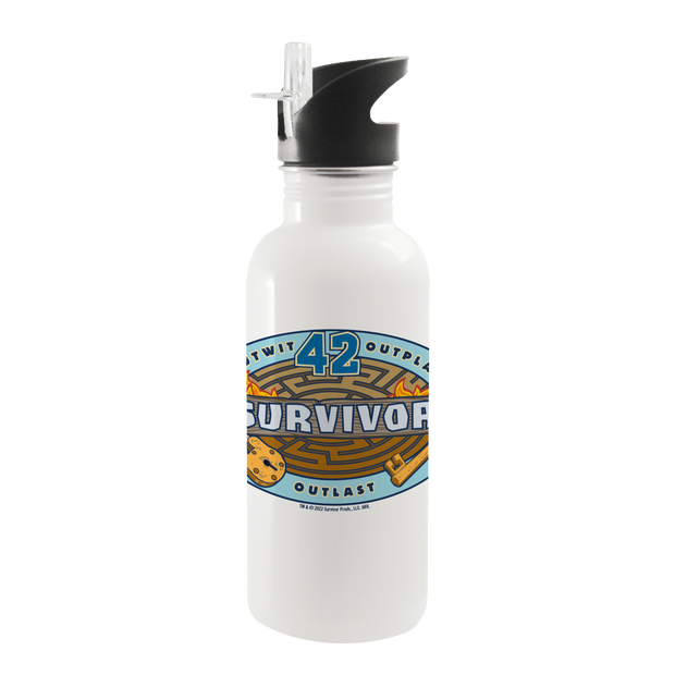 Survivor Season 42 Logo 20 oz Screw Top Water Bottle with Straw