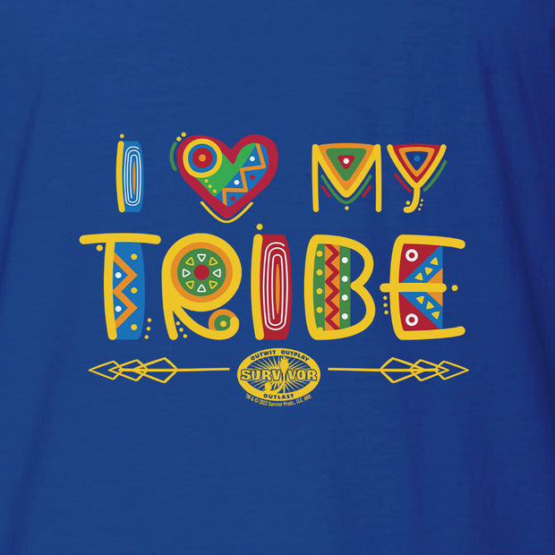 Survivor I Love My Tribe Mashup Personalized Adult Short Sleeve T-Shirt