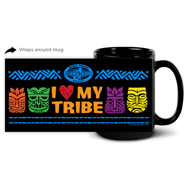 Survivor I Love My Tribe Black Mug