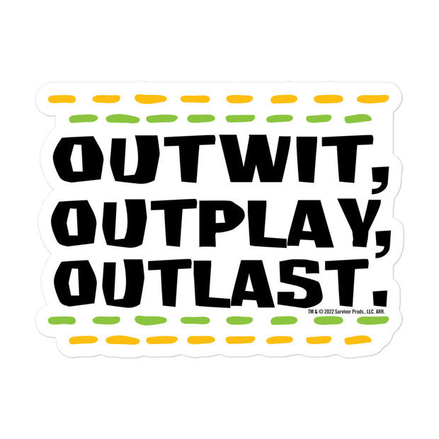 Survivor Outwit, Outplay, Outlast Lines Die Cut Sticker