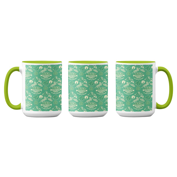 Survivor 20 Years 40 Seasons All Over Green Tribal Pattern Two-Tone Mug | Official CBS Entertainment Store