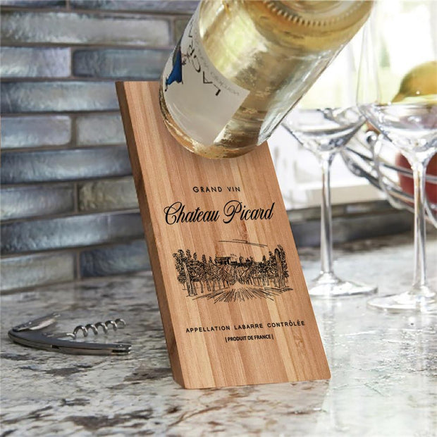 Star Trek: Picard Chateau Picard Vineyard Logo Wooden Wine Bottle Holder | Official CBS Entertainment Store