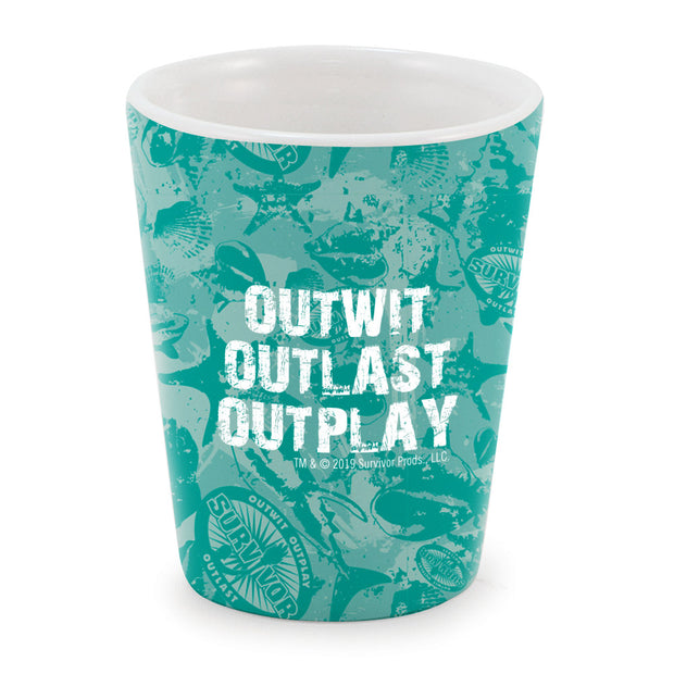 Survivor Outwit, Outplay, Outlast Ceramic Shot Glass