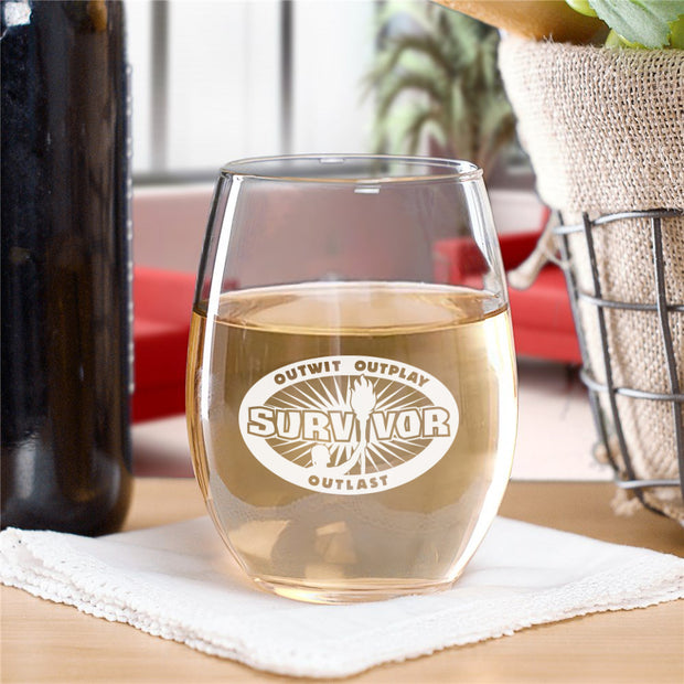 Survivor Outwit, Outplay, Outlast Stemless Wine Glass