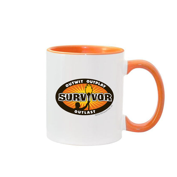 Survivor Outwit, Outplay, Outlast Logo Two-Tone White Mug | Official CBS Entertainment Store