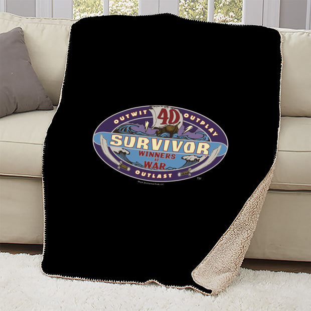 Survivor Season 40 Winners at War Logo Sherpa Blanket