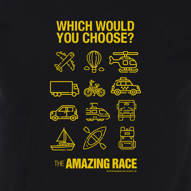The Amazing Race Yellow Choose Your Adventure Adult Short Sleeve T-Shirt | Official CBS Entertainment Store