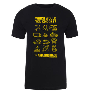 The Amazing Race Yellow Choose Your Adventure Adult Short Sleeve T-Shirt | Official CBS Entertainment Store
