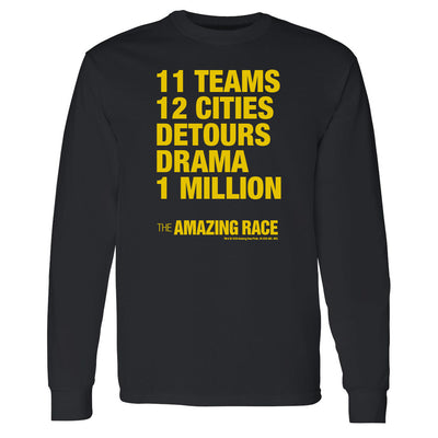 The Amazing Race Yellow Detours Adult Long Sleeve T-Shirt | Official CBS Entertainment Store