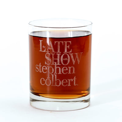 The Late Show with Stephen Colbert Logo Laser Engraved Rocks Glass | Official CBS Entertainment Store